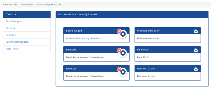 Nach der Registrierung befinden sich im Dashboard alle Funktionen im Überblick | © Screenshot: www.jobpsy.de