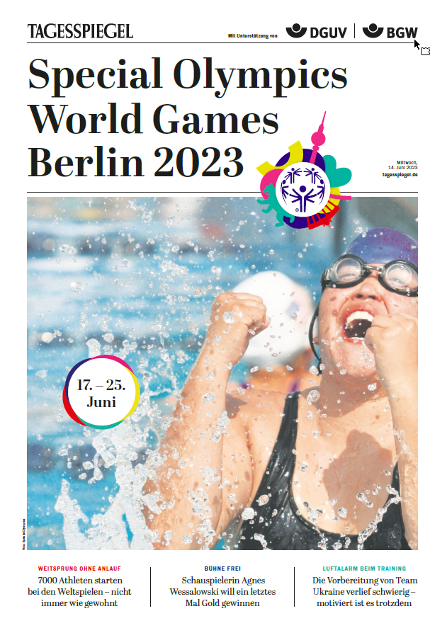 Abbildung 3: Die DGUV veröffentlichte mit dem Berliner Tagesspiegel, der BGW und den World Games eine Sonderveröffentlichung zu den Wettkämpfen in Berlin | © Quelle: DGUV